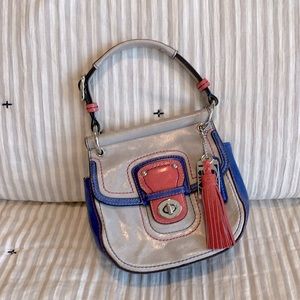 COACH mini leather bag gray, blue, pink